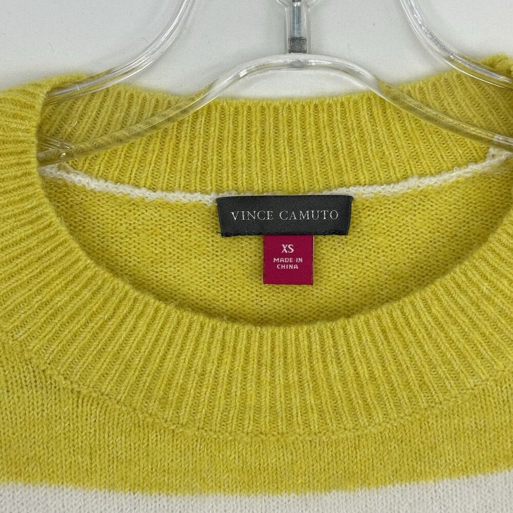 Vince Camuto Yellow White Stripe Knit Sweater Long Sleeve Womens XS - Picture 6 of 10